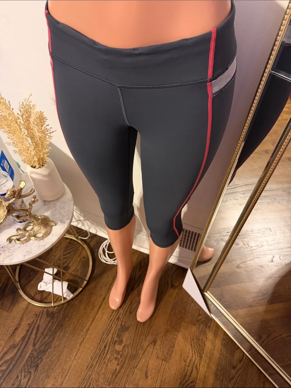 lululemon athletica Black Capri Leggings with Pink Trim
